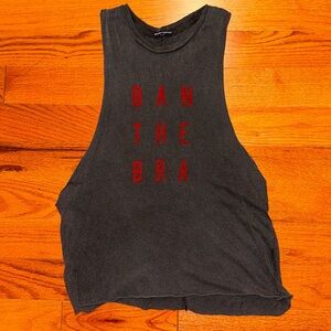 Brandy Melville Charcoal muscle tank “Ban The Bra” One Size